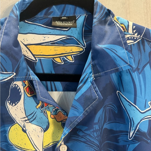 Shark on a Surf Board Button-down XL Men’s Shirt - Picture 2 of 2
